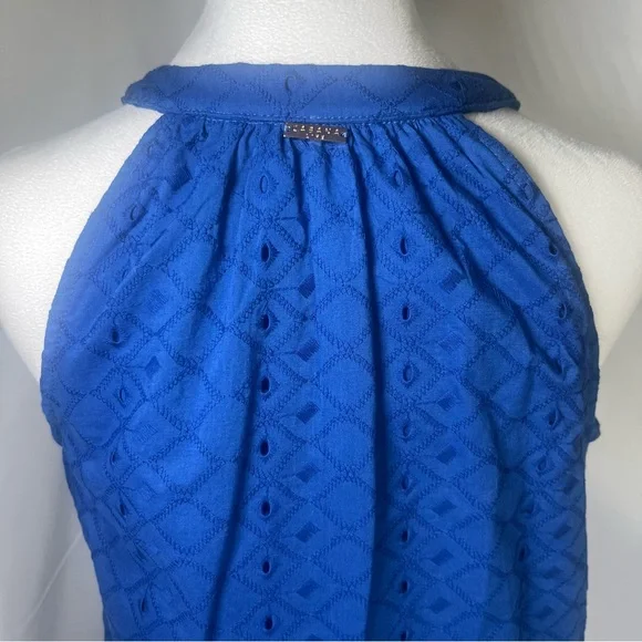 Cabana Life Embroidered Eyelet Halter Dress Blue Size Small Beach‎ Resort Vacay - Picture 7 of 9